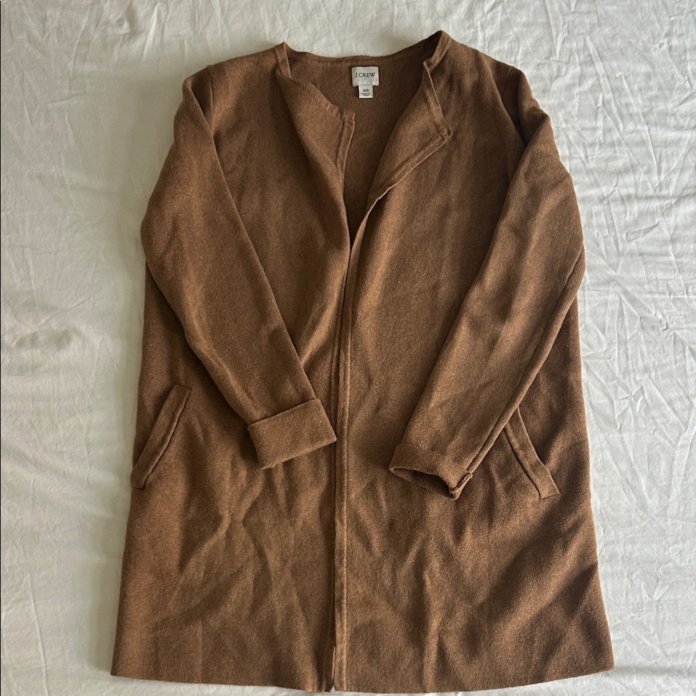J Crew Tan Open Front Cardigan